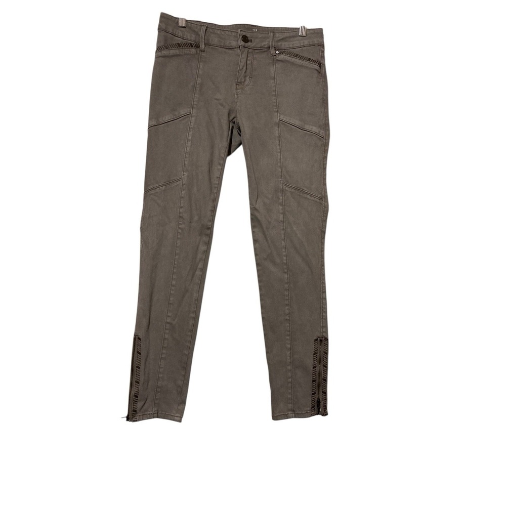 White House Black Market Moto Skinny Pants Womens Size 0R Pockets Stretch Khaki